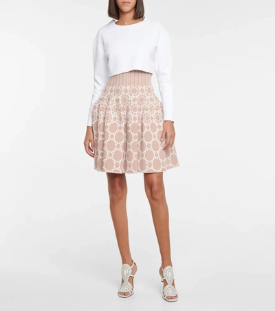 Shop Alaïa Jacquard Stretch-knit Miniskirt In Multicoloured