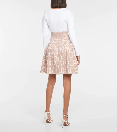 Shop Alaïa Jacquard Stretch-knit Miniskirt In Multicoloured