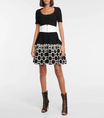 Shop Alaïa Jacquard Stretch-knit Minidress In Black
