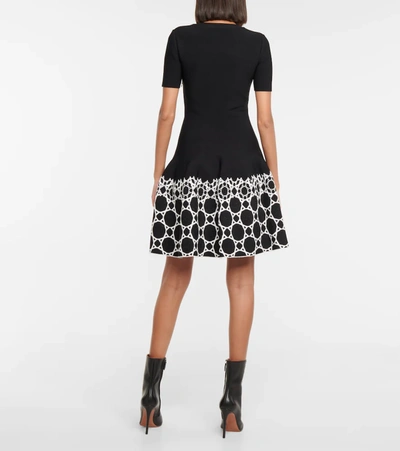 Shop Alaïa Jacquard Stretch-knit Minidress In Black