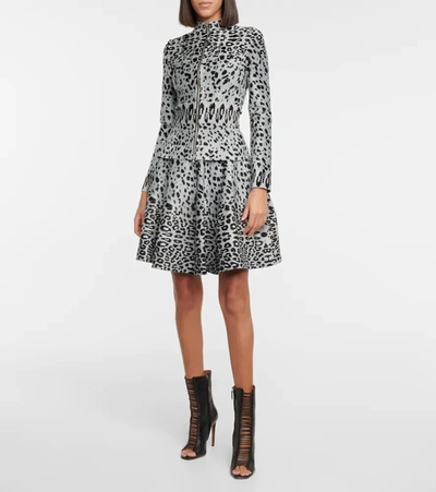 Shop Alaïa Leopard-print Velvet Jacket In Grey