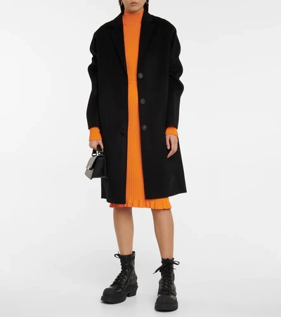 Shop Acne Studios Single-breasted Wool Coat In Black