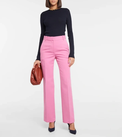Victoria Beckham Open-back Ribbed Merino Wool Sweater In Blue