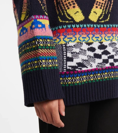 Shop Stella Mccartney Intarsia Virgin Wool-blend Sweater In Multicoloured