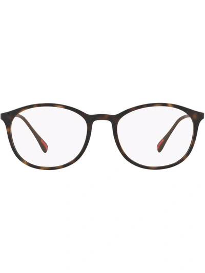 Shop Prada Tortoiseshell Metal-arm Glasses In Brown