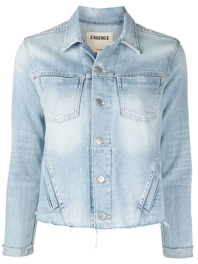 Shop L Agence Faded Slim Denim Jacket In Blau