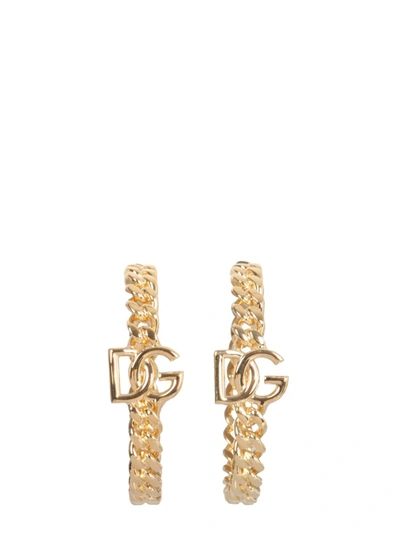 Shop Dolce & Gabbana Brass Hoop Earrings In Gold
