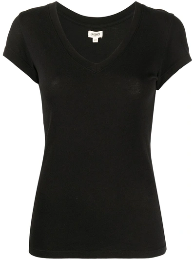 L'agence Becca Cotton V-neck Tee In Black