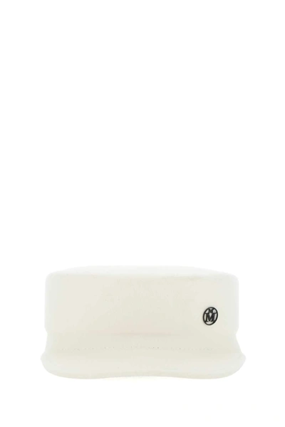 Shop Maison Michel Logo Plaque Bakerboy Cap In White