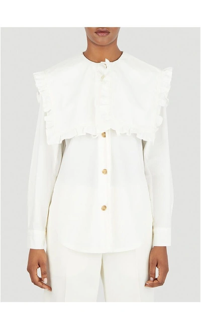 Shop Rejina Pyo Tate Oversized Ruffle Collar Shirt In White