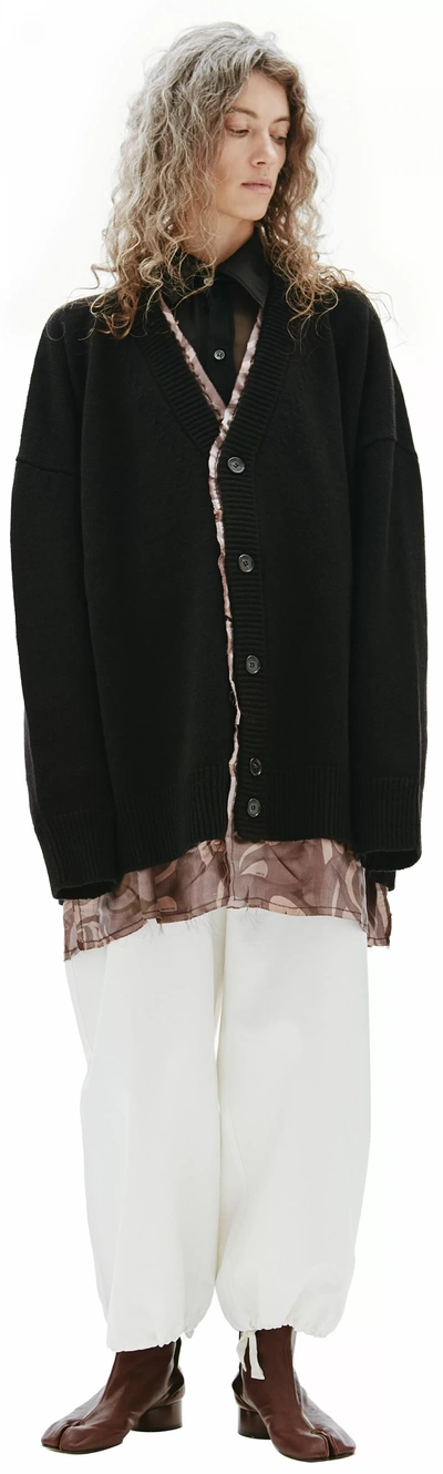 Raf Simons Black Wool Cardigan In Black