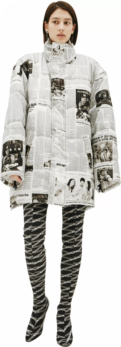 Shop Balenciaga Printed Down Jacket In White