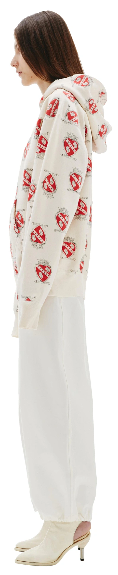 Saint Michael White Heart Hoodie In White