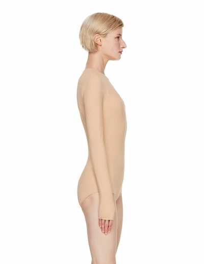 Maison Margiela Beige Long Sleeve Bodysuit In Beige