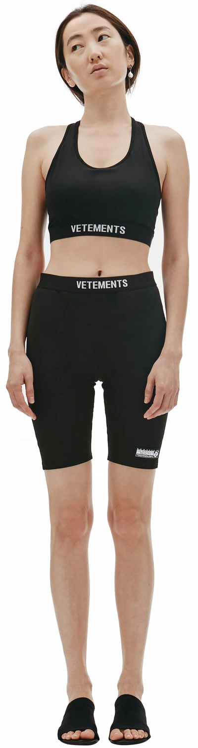 Shop Vetements Black Logo Cycling Shorts