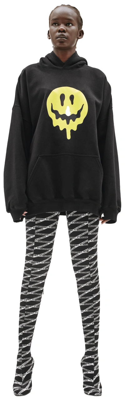 Shop Balenciaga Black Printed Hoodie