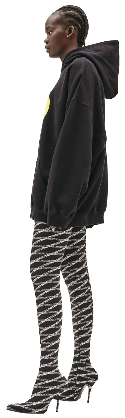 Balenciaga Oversized Printed Appliquéd Cotton-jersey Hoodie In Black