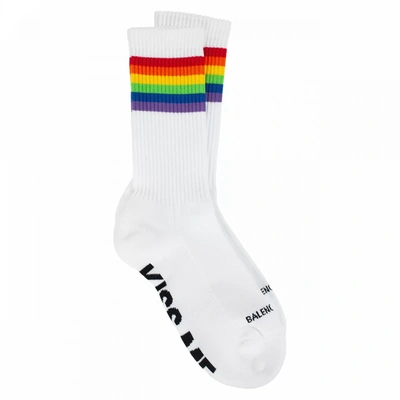 Shop Balenciaga Rainbow Socks White