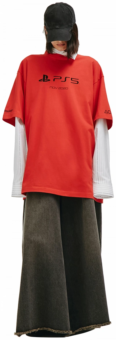 Shop Balenciaga Playstation T-shirt In Red