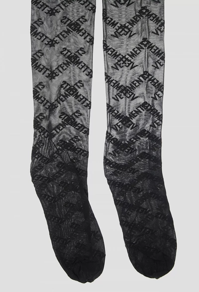 Shop Vetements Tights With Logo  In Black
