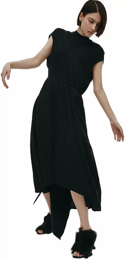 Shop Vetements Viscose Panel Dress In Black