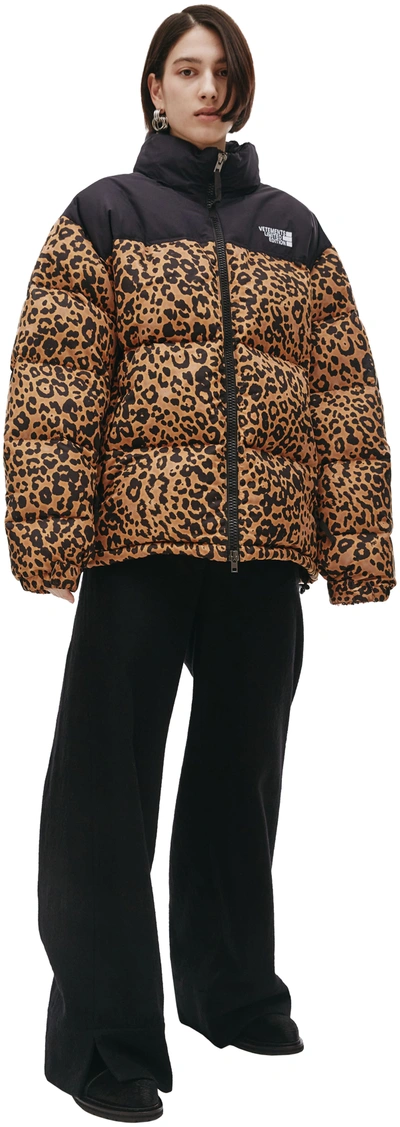Shop Vetements Leopard Puffer Jacket In Multicolor