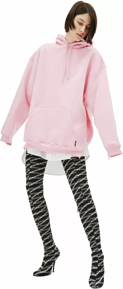 Shop Balenciaga Zipped Hoodie In Pink