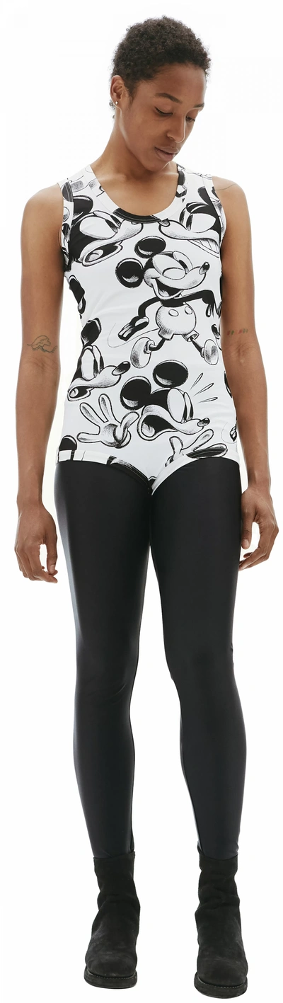 Shop Comme Des Garcons Cdg Mickey Mouse Printed Bodysuit In Black