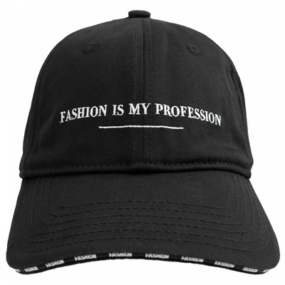 Shop Vetements Black Embroidered  Fashion Is My Profession Cap