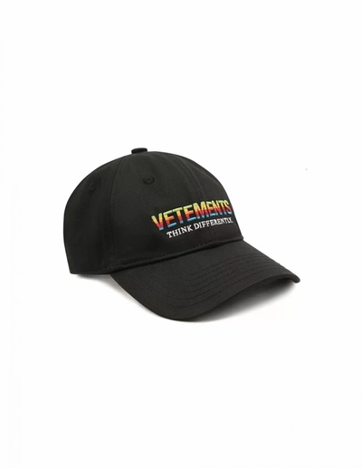 Shop Vetements Think Differently Logo Cap In Black