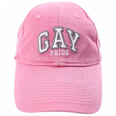 Shop Balenciaga Pink Embroidered Gay Cap
