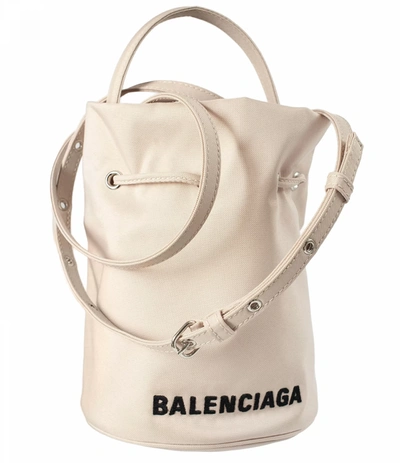 Shop Balenciaga Beige Wheel Xs Bucket Bag