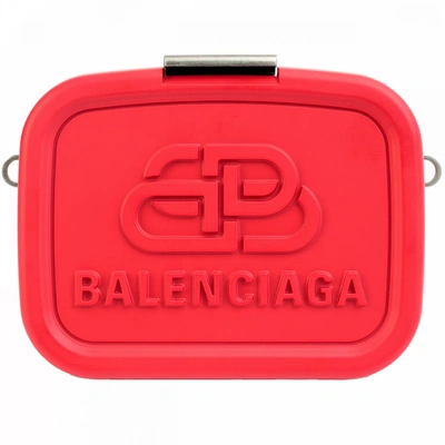 Shop Balenciaga Red Clutch Bag With Belt & Logo