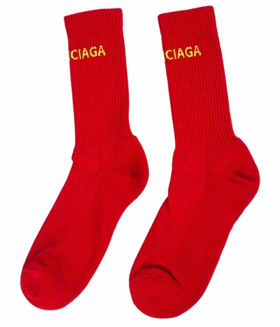 Shop Balenciaga Red Logo Socks