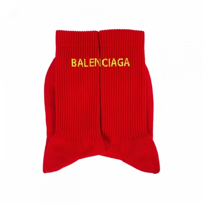 Shop Balenciaga Red Logo Socks