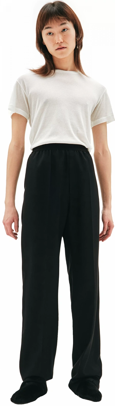 Shop Balenciaga Black Elastic Waist Trousers