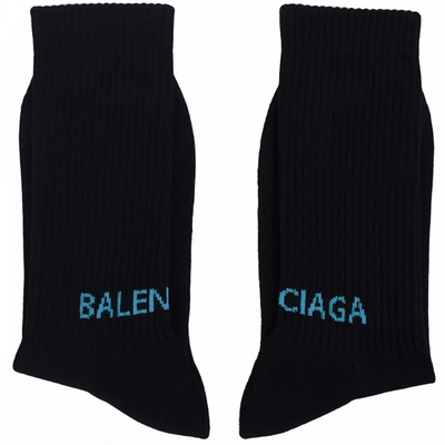 Shop Balenciaga Black Logo Cotton Socks