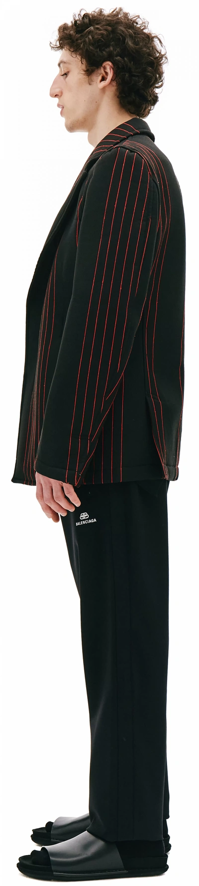 Shop Comme Des Garçons Homme Deux Black Jacket With Red Stripes