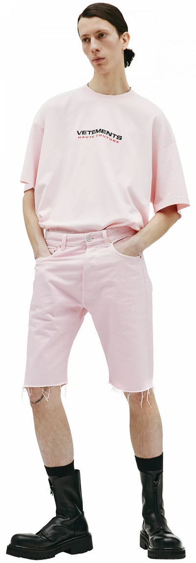Shop Vetements Pink Denim Shorts