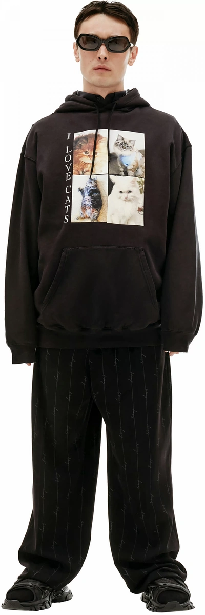 Shop Balenciaga Black Printed Hoodie