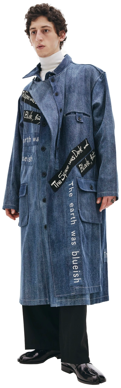 Shop Yohji Yamamoto Blue Denim Coat