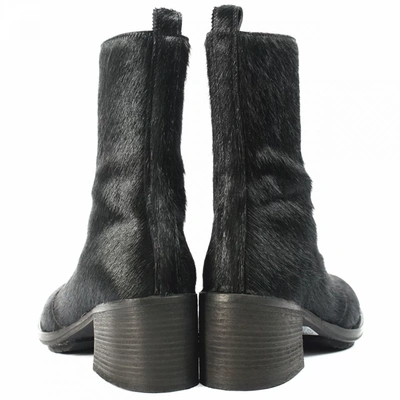 Shop Ann Demeulemeester Pony Hair Ankle Boots In Black