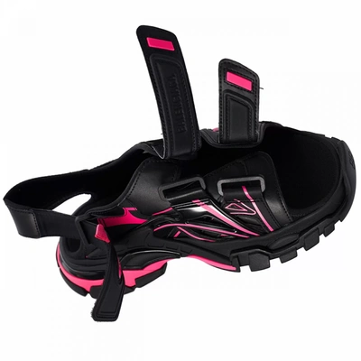 Shop Balenciaga Black & Pink Track Sandals