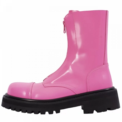 Shop Vetements Pink Leather Boots In Multicolor