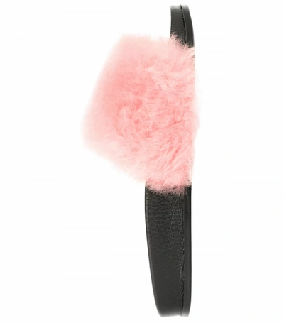 Shop Vetements Slippers With Pink Fur In Black