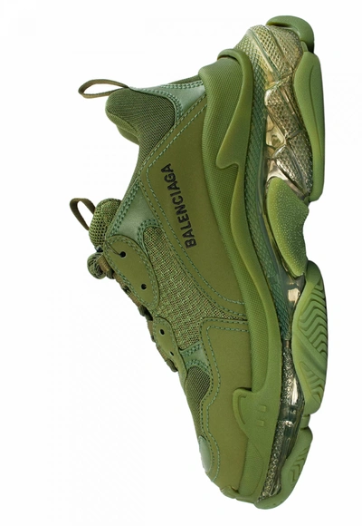 Shop Balenciaga Khaki Triple S Sneakers