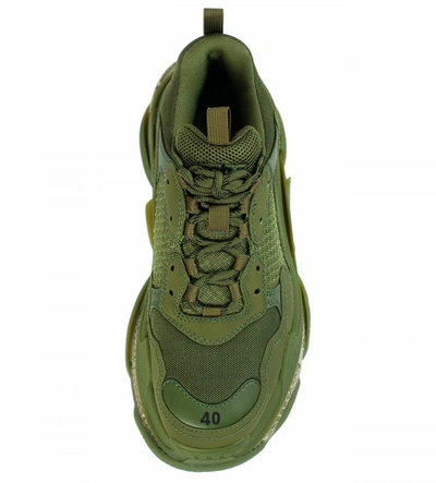 Balenciaga Triple S Clear Sole Mesh, Nubuck And Leather Sneakers In Khaki