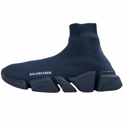 Shop Balenciaga Speed 2.0 Navy Blue Sneaker