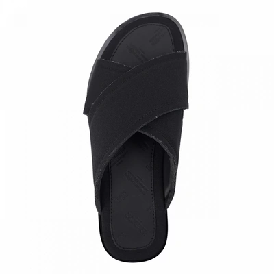 Maison Margiela Cross-strap Canvas And Leather Slides In Black