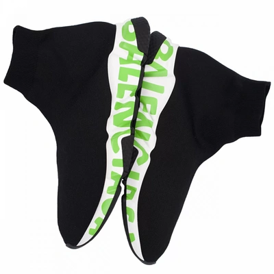 Balenciaga Speed Sneakers With Logo In Black White Green